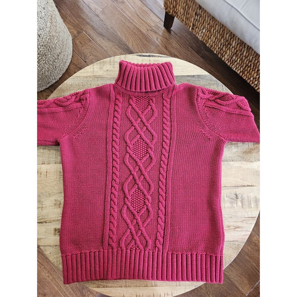 Eddie Bauer Pink Cable Knit Turtleneck Sweater - Picture 3 of 7
